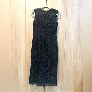 Dolce & Gabbana Black Sheath Midi Dress Mock Neck Sleeveless